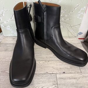 Franco Sarto Pippen Square Toe Boot Black Leather Buckle Zip Ankle Bootie Sz 7 M
